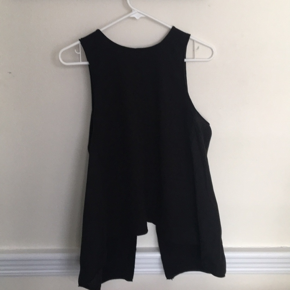 Black cotton swing open back paneled tank